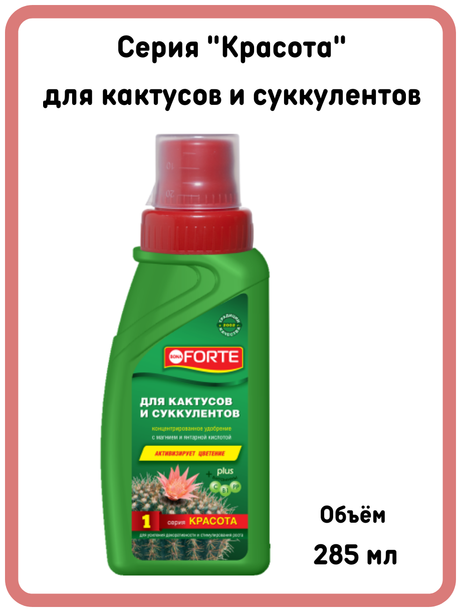 Жидкое минеральное удобрение Красота для кактусов 285 мл, Bona Forte