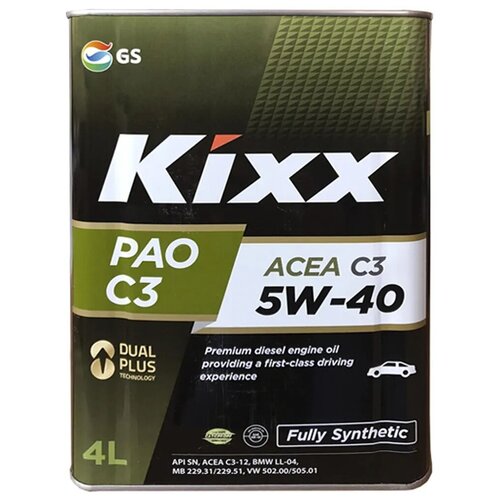 Синтетическое моторное масло Kixx PAO C3 5W-40, 1 л