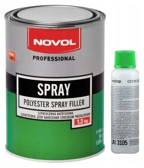 Шпатлевка Novol SPRAY 2К жидкая с отвердителем 1,2 кг