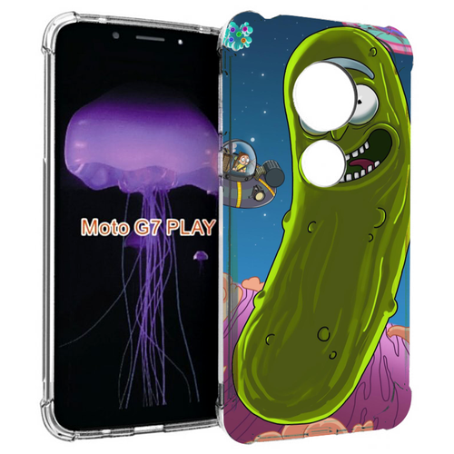 Чехол MyPads Рик огурец для Motorola Moto G7 Play задняя-панель-накладка-бампер