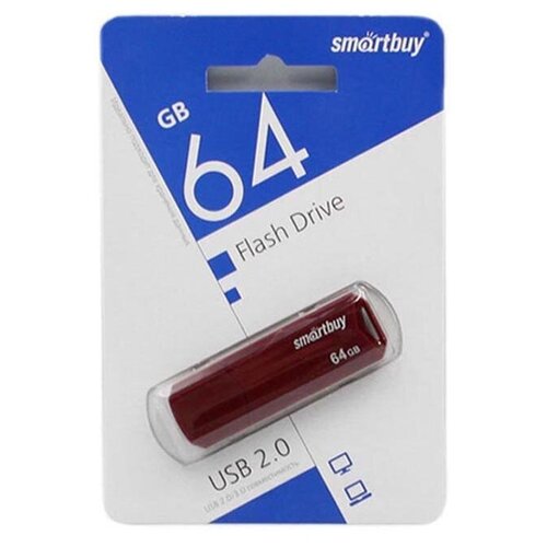 USB-накопитель 64GB Smartbuy Clue бордовый