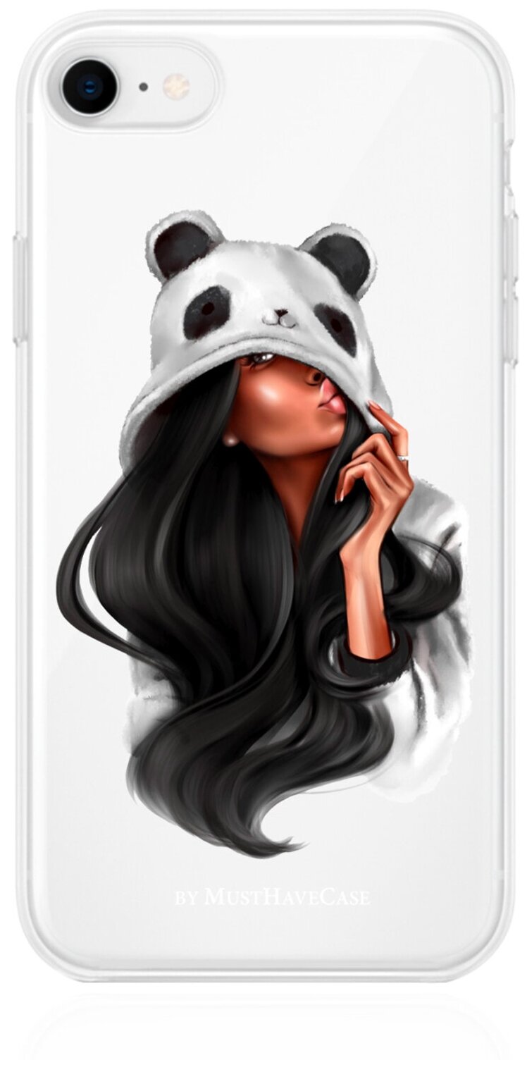 Прозрачный силиконовый чехол MustHaveCase для iPhone 7/8/SE2020 Panda Girl Панда для Айфон 7/8/СЕ2020 Противоударный