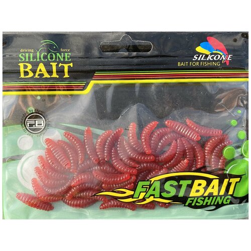 Силиконовая приманка Красная личинка короткая (50 шт.)
