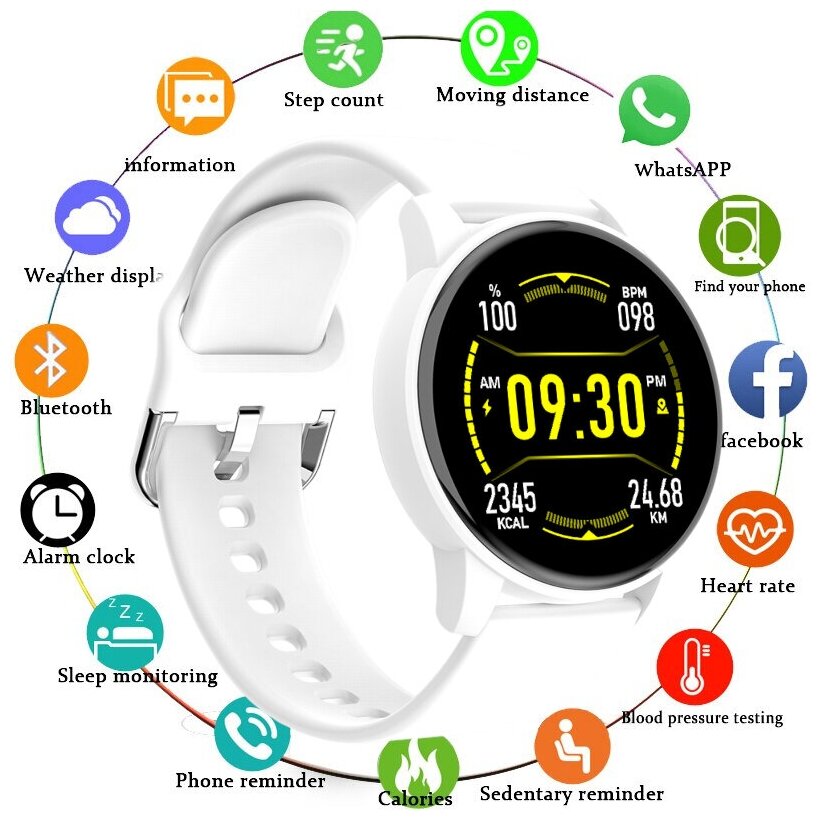 Круглые Смарт часы NFC NEW GENERATION One Touch / Круглые Умные часы новинка 2022/ Умные часы для Android / IOS/ Голосовой помощник / Белый