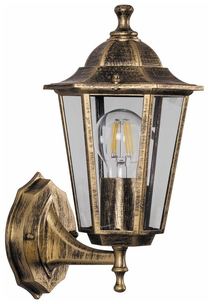 Уличный настенный светильник Feron 6201 11135, E27, 100 Вт, цвет арматуры: золотой