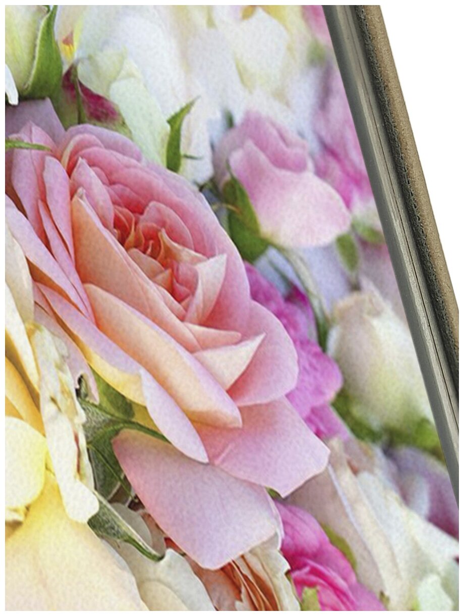 Чехол-книжка на Apple iPhone 8 Plus / 7 Plus / Эпл Айфон 7 Плюс / 8 Плюс с рисунком "Нежные розы" золотой