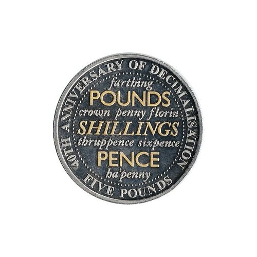 (2011) Монета Остров Гернси 2011 год 5 фунтов 40 лет новой монетной системе Медь-Никель UNC