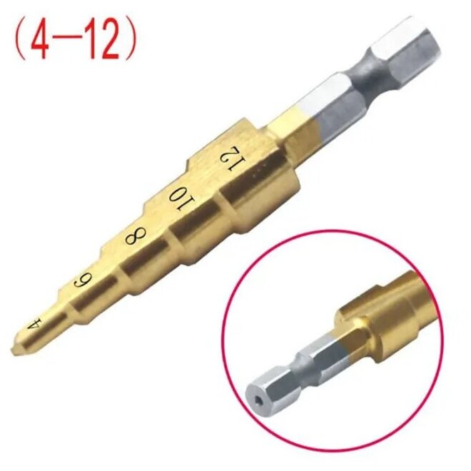 Набор ступенчатых сверл 3шт в пакете / Сверла многоступенчатые 4-32 мм/4-20 мм/4-12 мм в пакете - фотография № 5
