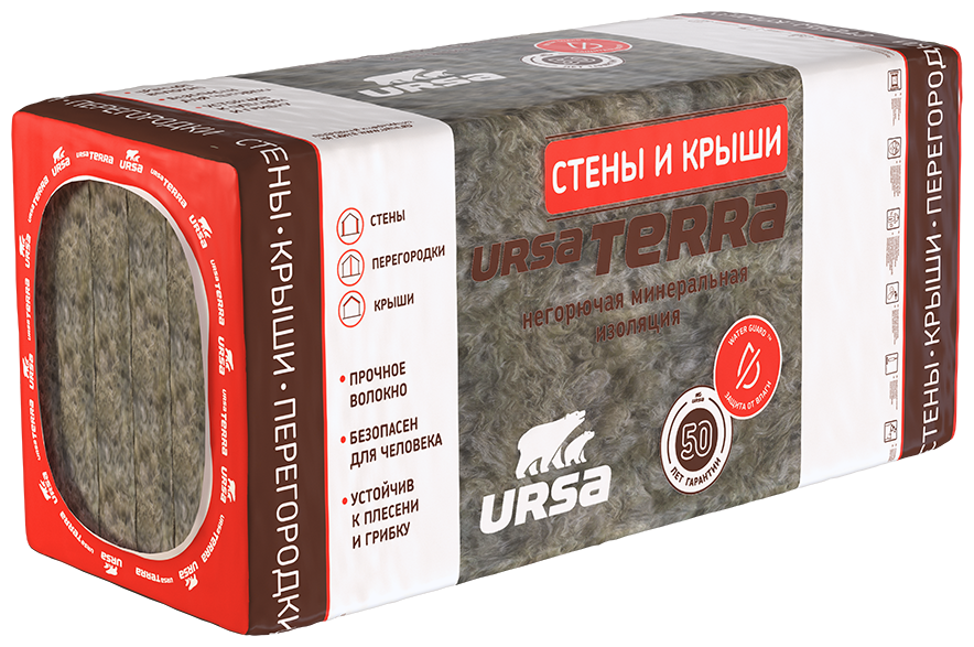 Утеплитель URSA Terra 50х610х1250 мм 7,63 кв.м