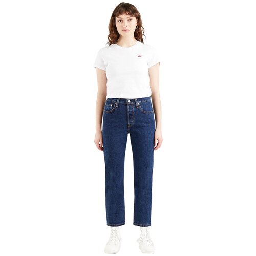Джинсы  Levi's 501 Crop Jeans, прямые, средняя посадка, стрейч, размер 29/26, синий