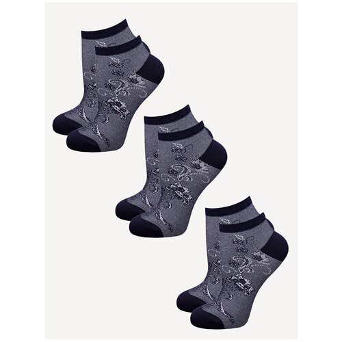Женские носки ГРАНД укороченные, фантазийные, размер 23-25 (35-38), синий