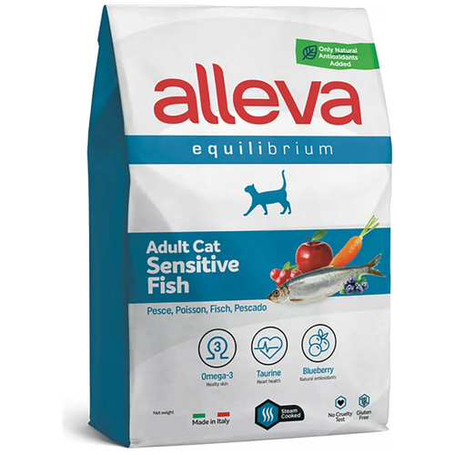 Корм Alleva Equilibrium Adult Cat Sensitive Fish для взрослых кошек, рыба, 400 г