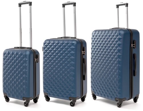 Комплект чемоданов Lacase, 3 шт., 100 л, синий