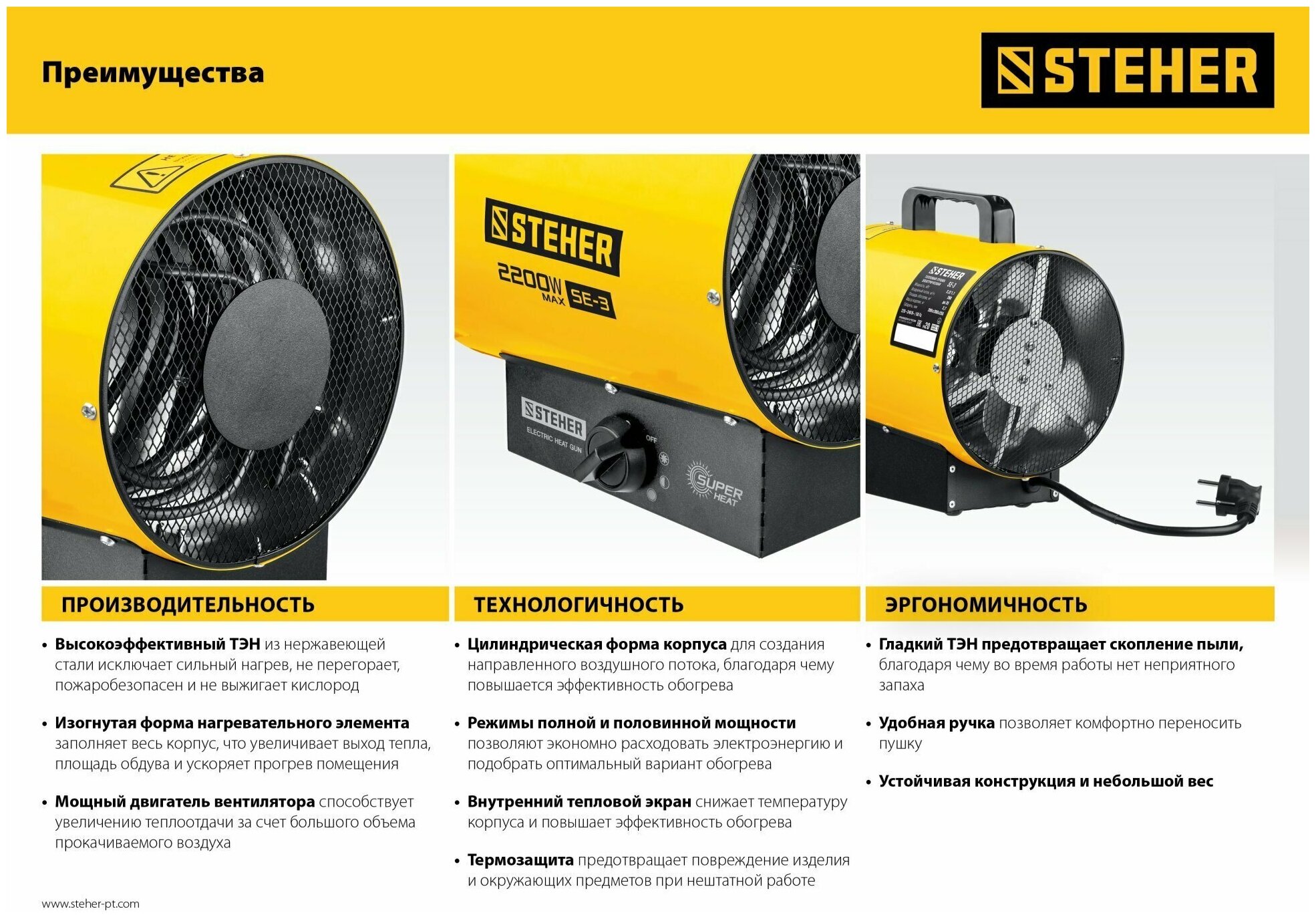 Электрическая тепловая пушка STEHER, 2 кВт - фотография № 5
