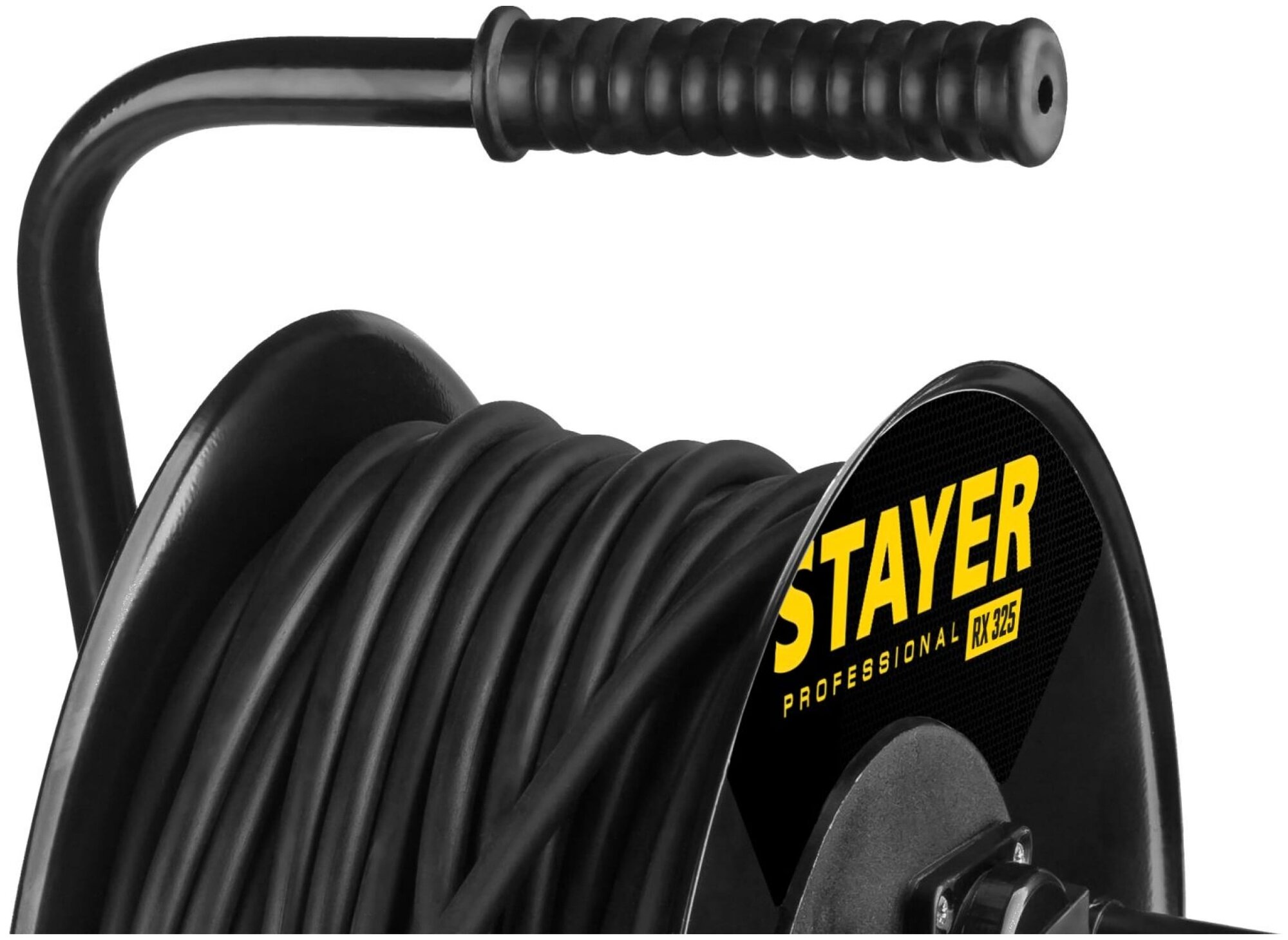 Удлинитель силовой Stayer 3x2.5кв.мм 4розет. 50м КГ катушка черный - фото №3