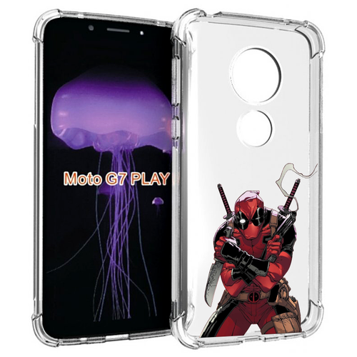Чехол MyPads дедпул-подмигивает для Motorola Moto G7 Play задняя-панель-накладка-бампер