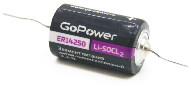 Батарейка GoPower 14250 1/2AA PC1 Li-SOCl2 3.6V с выводами (1/10/500) Батарейка GoPower 14250 1/2AA (00-00015330) - фото №1