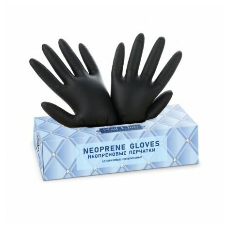 Nail Club professional Перчатки неопреновые одноразовые цвет черный размер M 50 пар 100 штук.