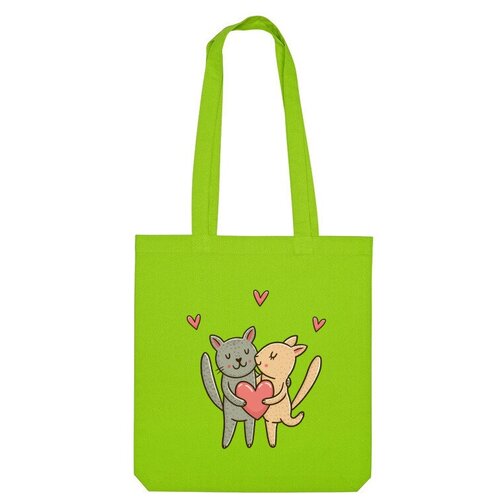 Сумка шоппер Us Basic, зеленый мужская футболка коты и любовь подарок на 14 февраля валентинка 2xl темно синий