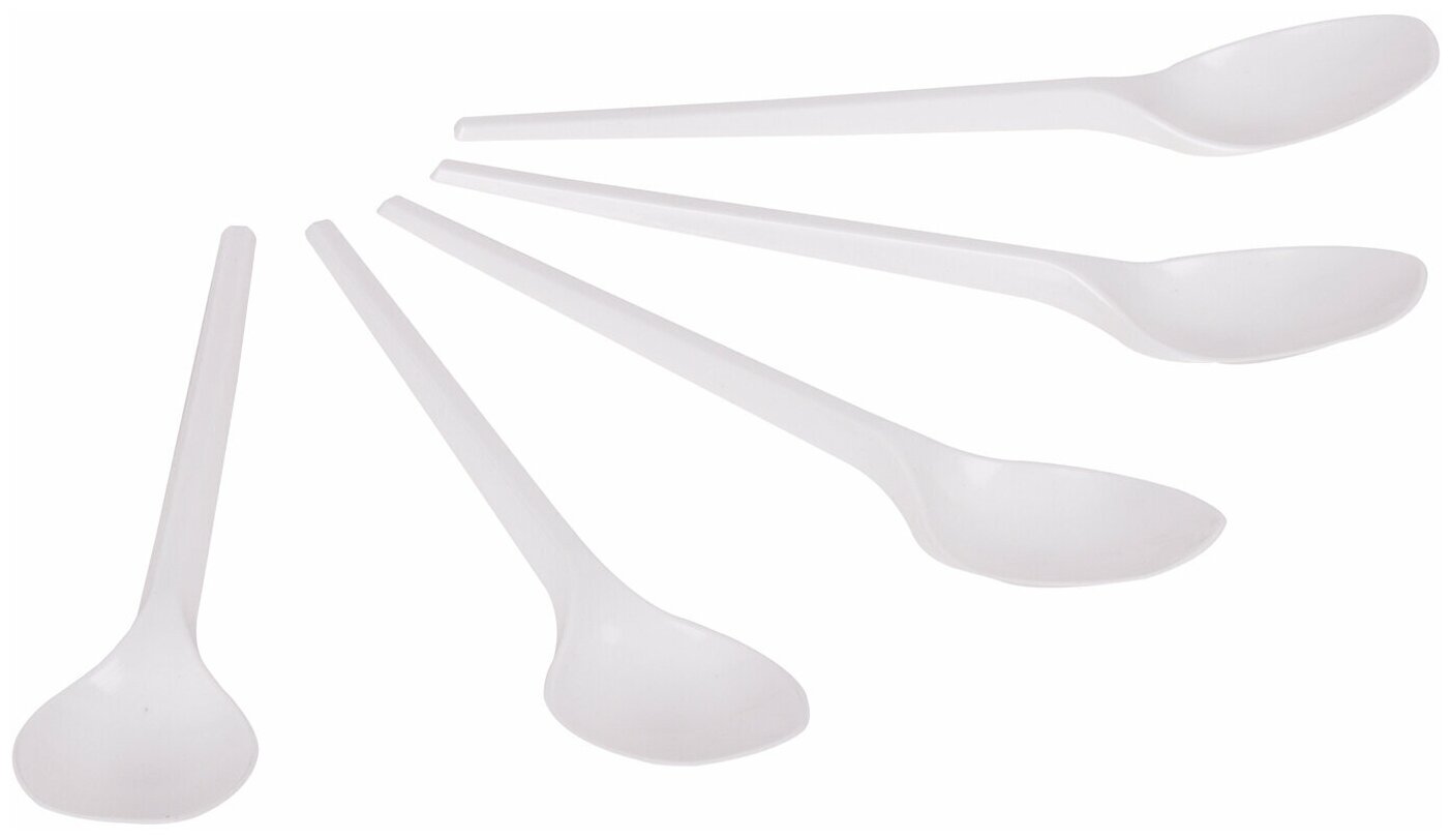 Ложки чайные пластиковые одноразовые (одноразовая посуда) 125 мм Комплект 100 штук, Эталон, белые, Белый Аист - фотография № 8