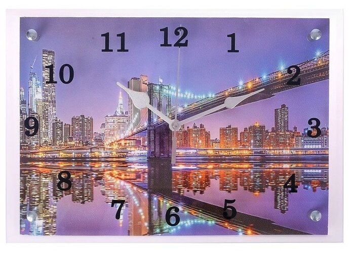 Часы настенные, серия: Город, "Бруклинский мост", 25х35 см 1373250