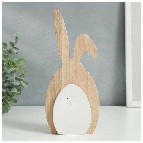 Сувенир дерево керамика Зайчик белый 21х3х93 см 1198₽