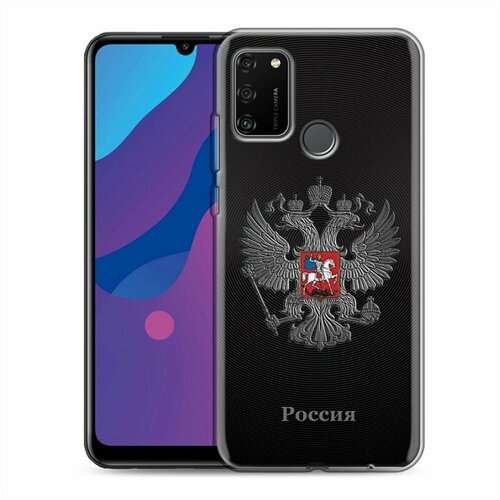 Дизайнерский силиконовый чехол для Huawei Honor 9A Флаг и герб России