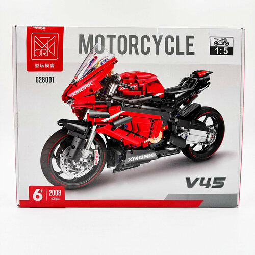 Конструктор Байк - мотоцикл Ducaiyi V4S (2008 деталей, красный, масштаб 1:5) Mork 028001