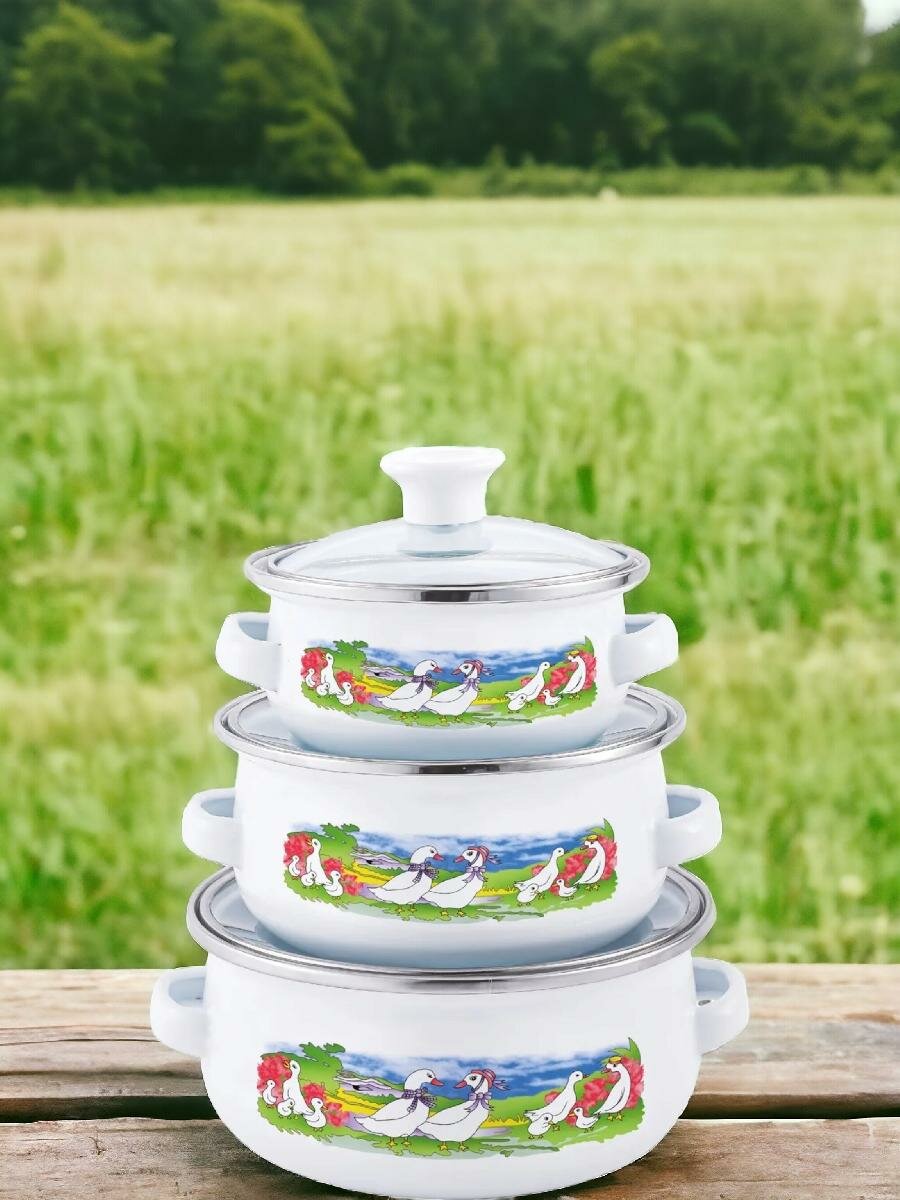 фото Набор эмалированных кастрюль 6 предметов KELLI KL-4131 (1x12)