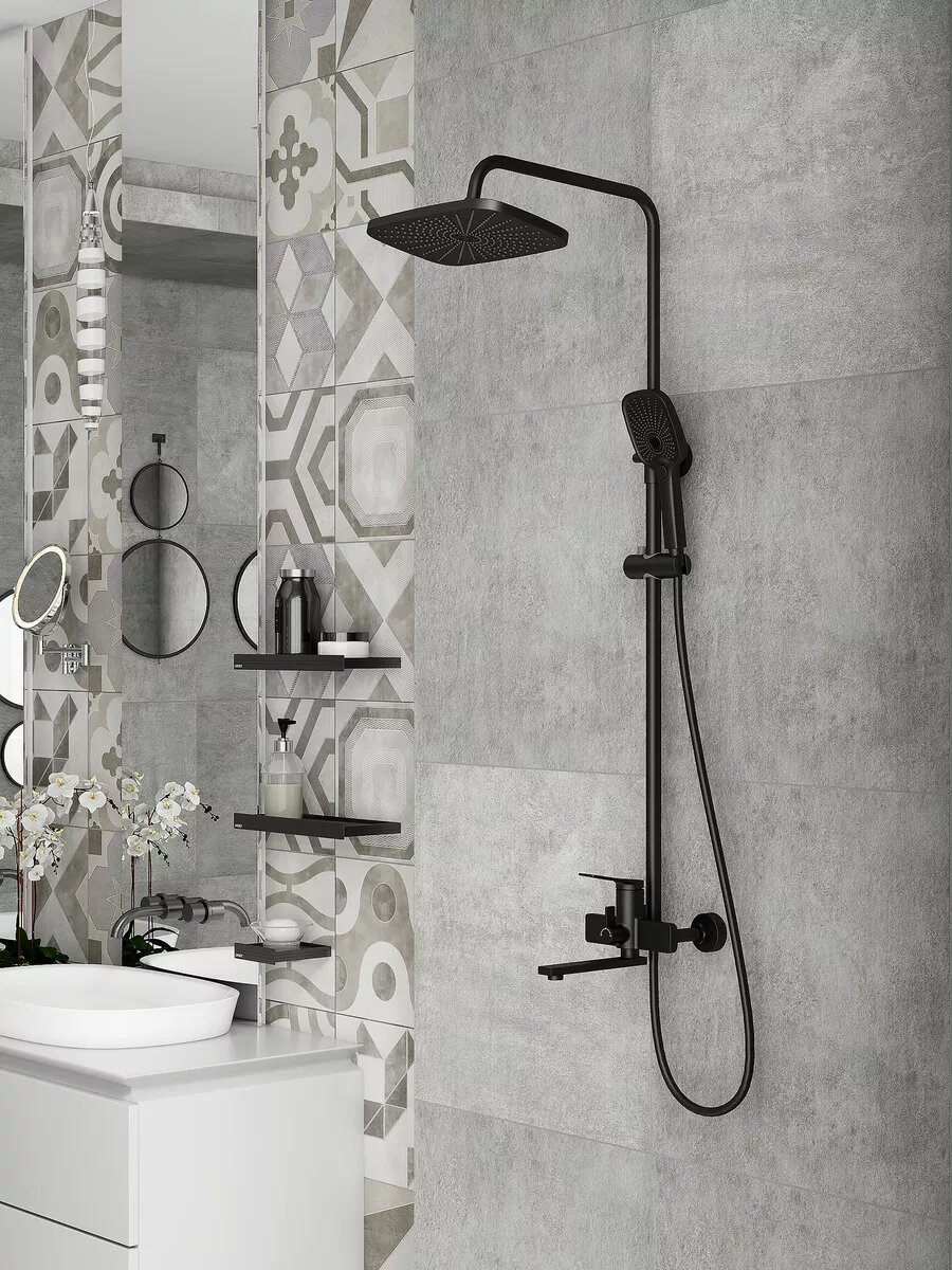 Душевая система для ванны Splenka S40.24.06, латунь цвет чёрный — фото 1