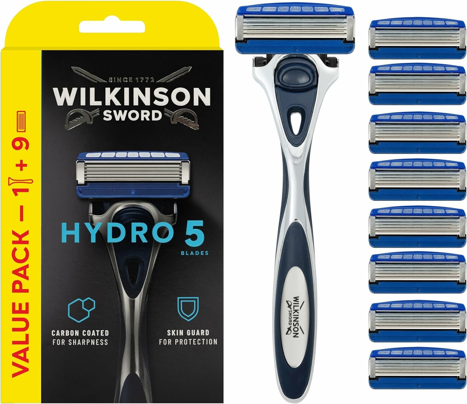 Бритвенный мужской станок с 9 сменными кассетами Wilkinson Sword Hydro 5 Carbon