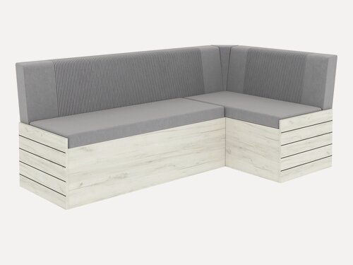 Изображение товара Диван кухонный "Эдисон" угловой PRIME L=194 см, с ящиком для хранения, цвет дуб крафт белый ловерс серый