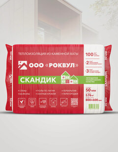 Изображение товара Утеплитель каменная вата Rockwool Лайт Баттс Скандик 800х600х50 (8 упак/96 плит/ 46,08м2)