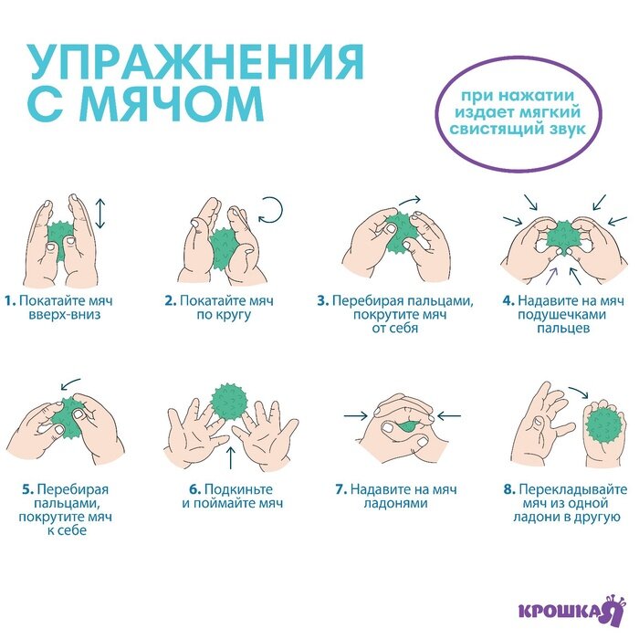 Развивающие тактильные мячики Крошка Я «Цвета и формы», с пищалкой, в наборе 6 шт. — фото 1