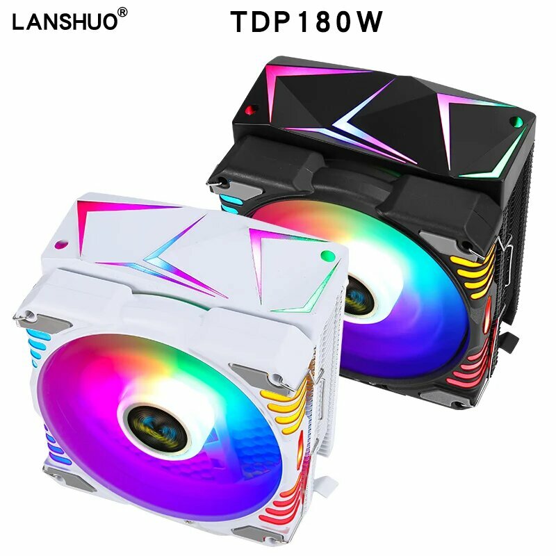 Белый радиатор CPU CoolAngel 4 тепловых трубки 120M RGB — фото 1