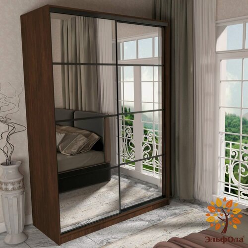 Изображение товара Шкаф-купе ЭльфОла "Квадро" 180*45*220 см, венге, фасады зеркало