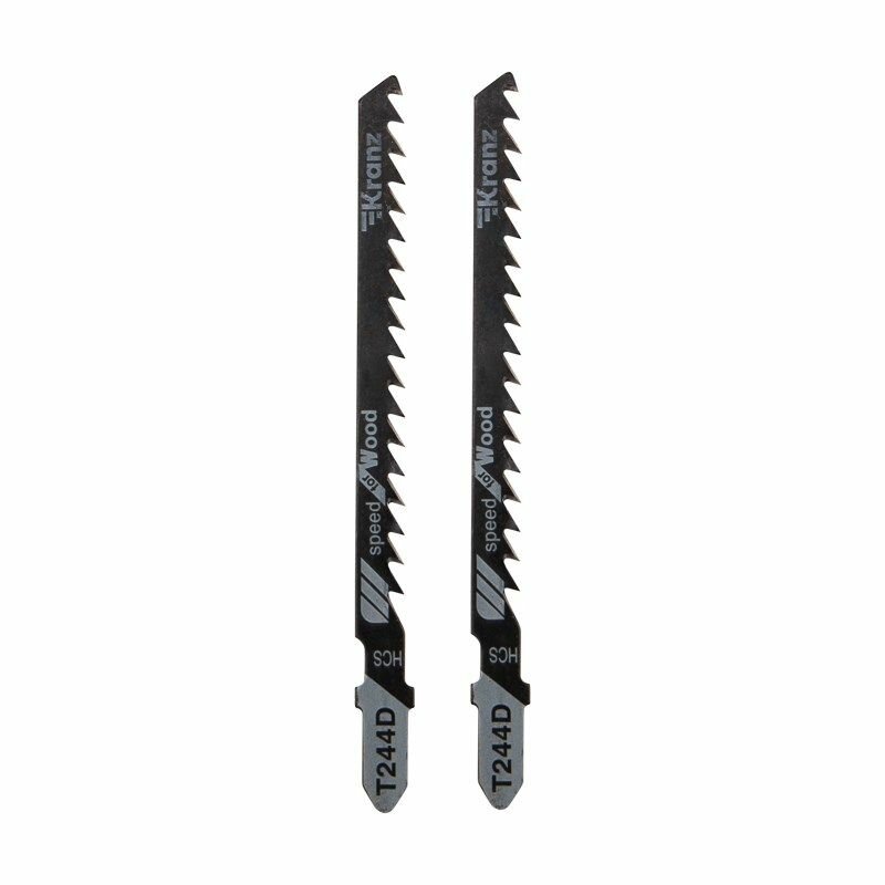 Пилка для электролобзика по дереву T244D 100 мм 6 зубьев на дюйм 8-60 мм фигурный рез (2 шт./уп.) Kranz