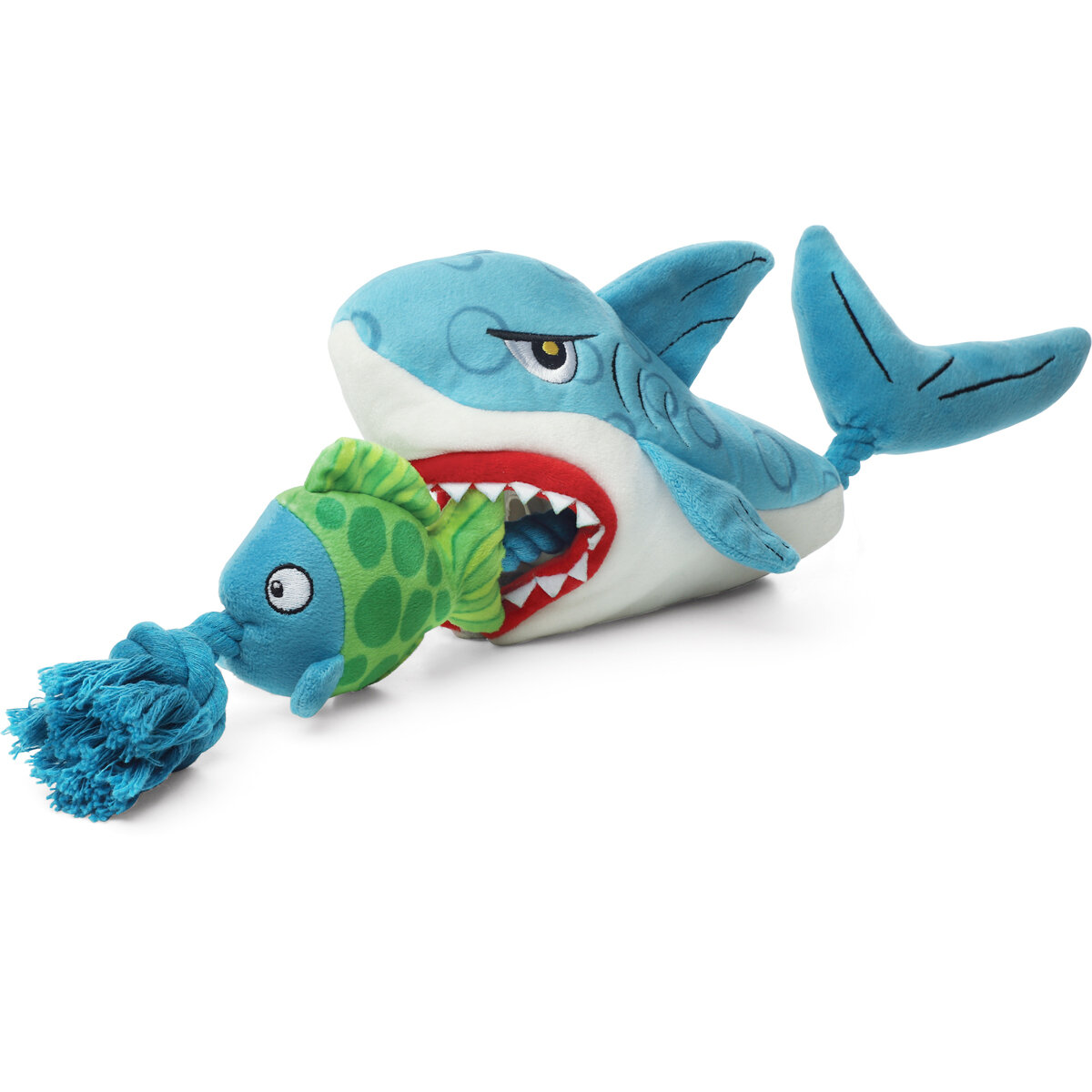 Игрушка для собак Gigwi "Акула с рыбой на веревке" 51см, серия Catch & Fetch