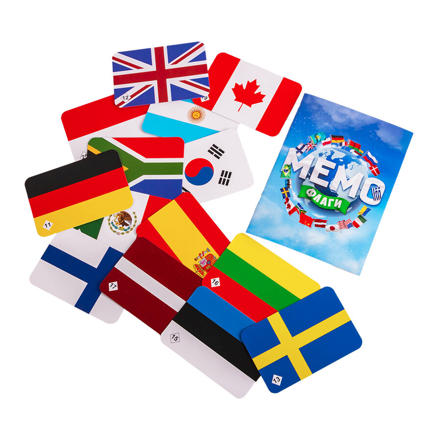 Настольная мемо игра "Найди пару", игровой набор из карточек мемори "Флаги" для развития памяти и внимания для детей — фото 1