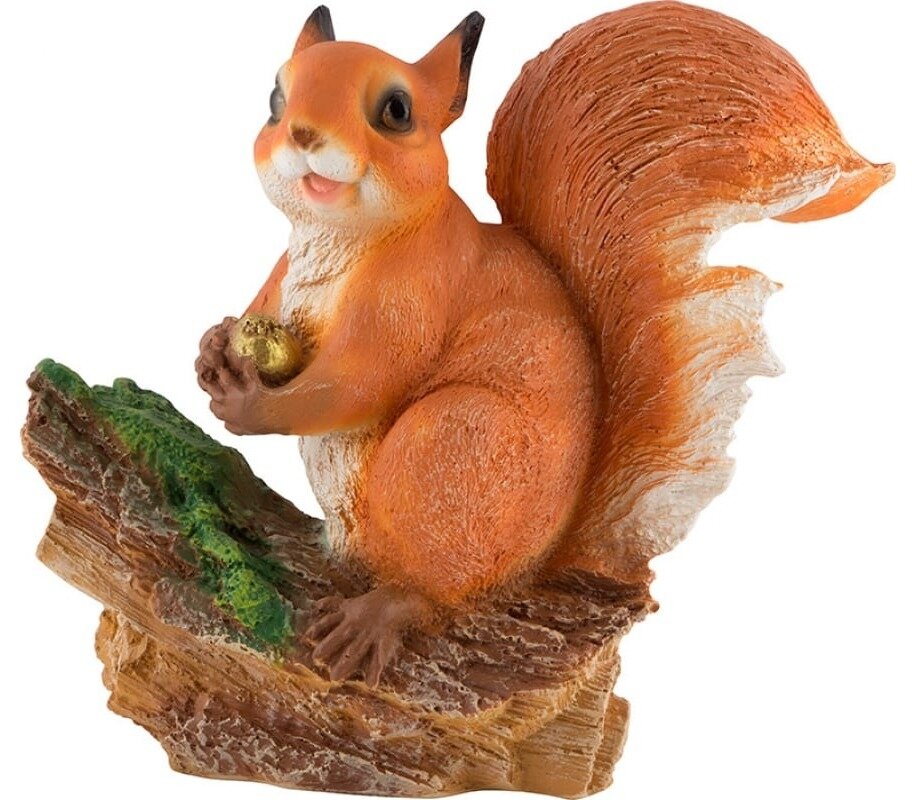 Фигурка садовая PARK / Парк Белочка с орешком на пне декоративная из полистоуна 28х25х12см / дом и сад
