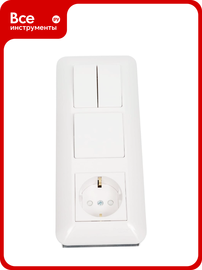 Блок Systeme Electric СП Blanca / Прима (розетка с заземлением + 1 клавишный + 2-клавишный выключатель) белый SE BK2VR-008A-BI