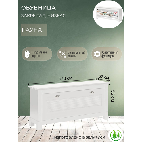 Обувница закрытая деревянная в прихожую Рауна 01