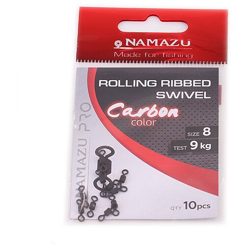 вертлюг namazu pro rolling ribbed swivel латунь цв carbon р 10 test 4 кг уп 10 шт 2000 Вертлюг Namazu Pro ROLLING RIBBED SWIVEL, латунь, цв. Carbon, р. 8, test-9 кг (уп. 10 шт.)/2000/