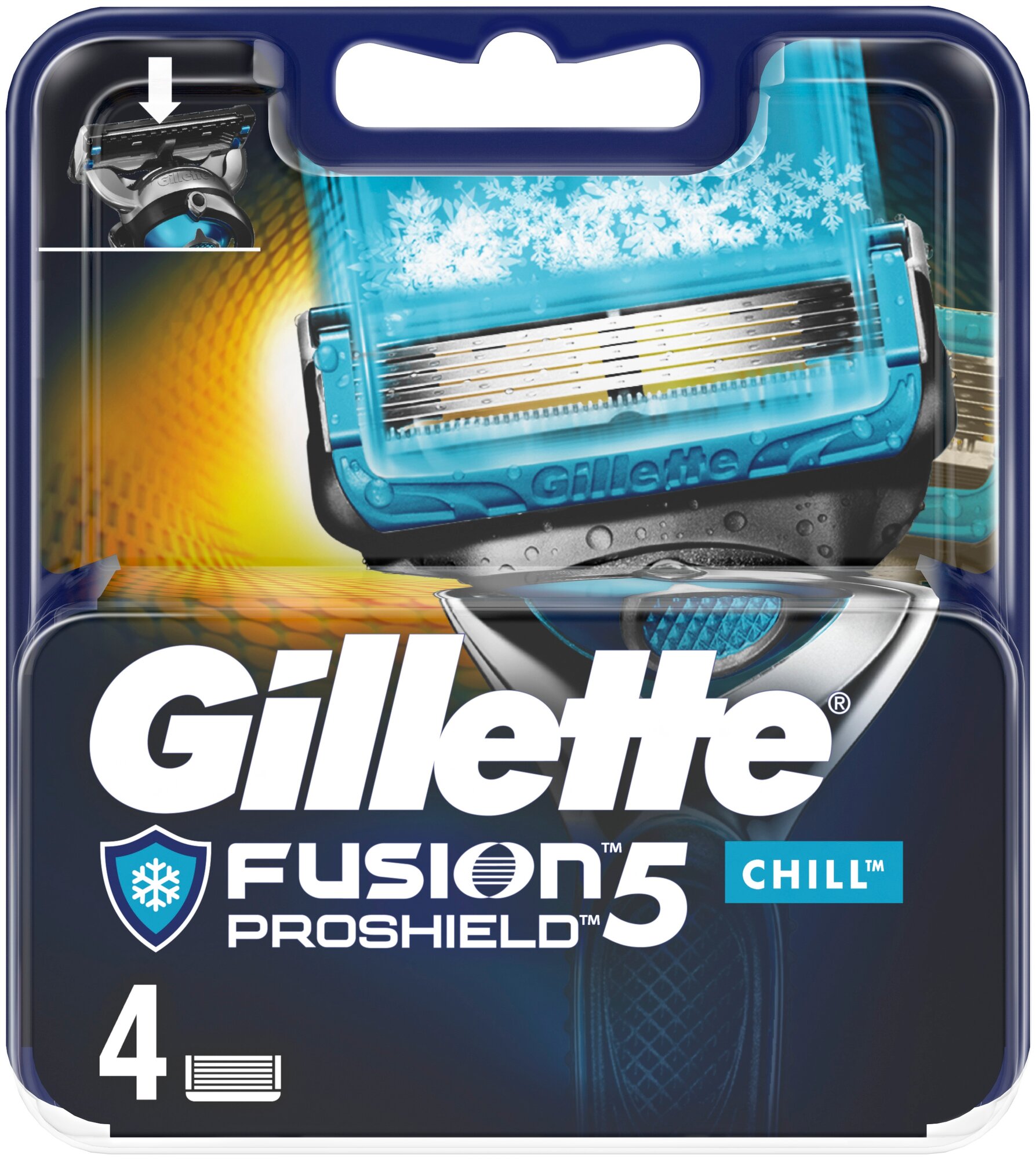 Сменные Кассеты Для Мужской Бритвы Gillette Fusion5 ProShield Chill, с 5 лезвиями, c охлаждающей технологией, 4 шт — фото 1