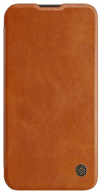 Кожаный чехол-книжка Nillkin Leather Qin Pro c защитой камеры для iPhone 14 Plus коричневый
