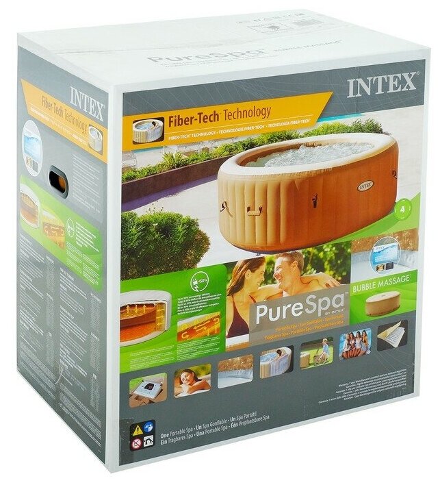 INTEX Надувной спа бассейн джакузи Intex 28476 PureSpa Bubble 196*71 см, аэромассаж, теплосберегающий тент 28476