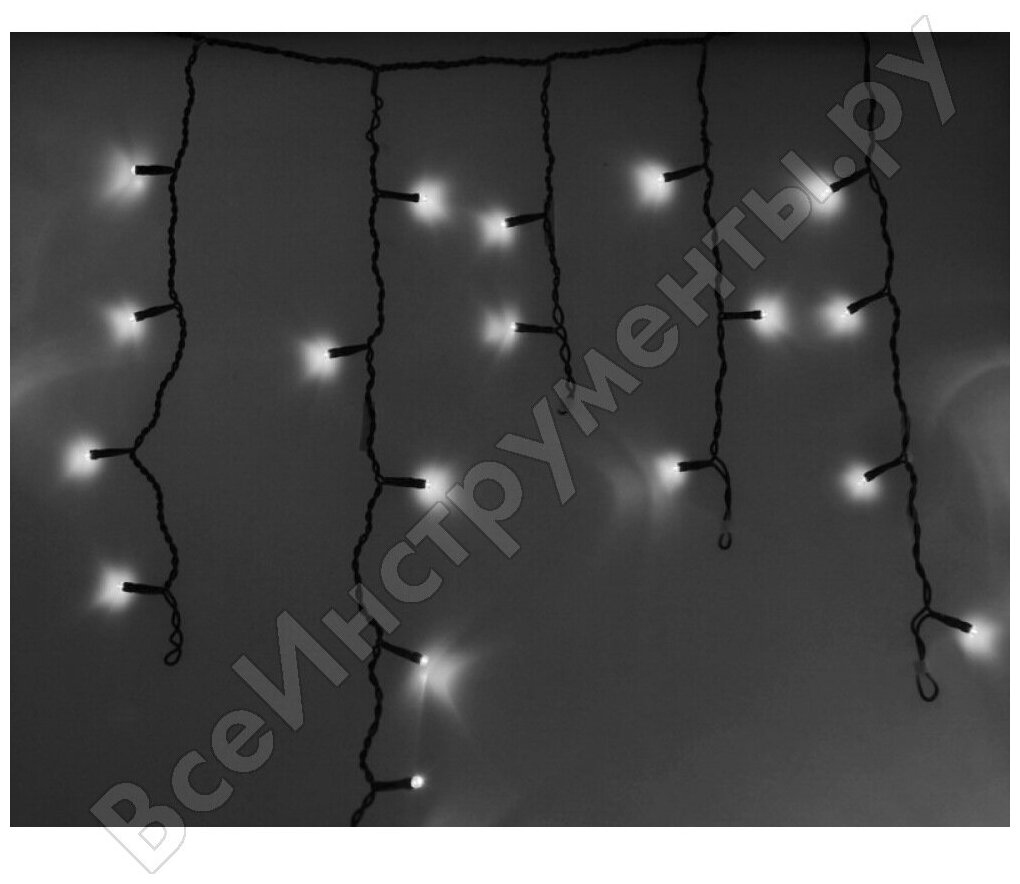 Гирлянда Айсикл (бахрома) светодиодный 2.4х0.6м белый провод 220В белый Neon-Night - фото №15