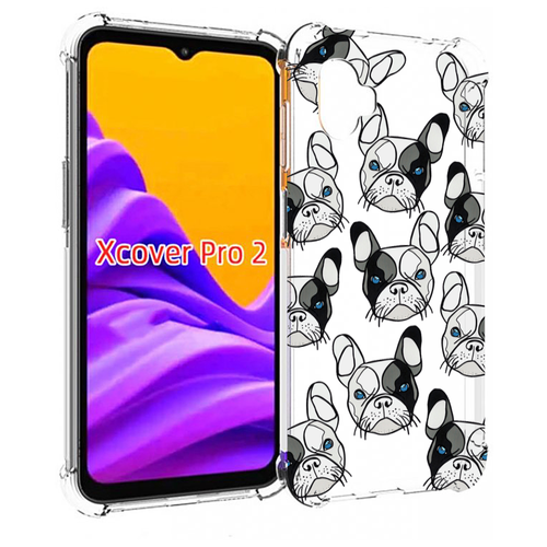 Чехол MyPads мини-собачки-черно-белый для Samsung Galaxy Xcover Pro 2 задняя-панель-накладка-бампер