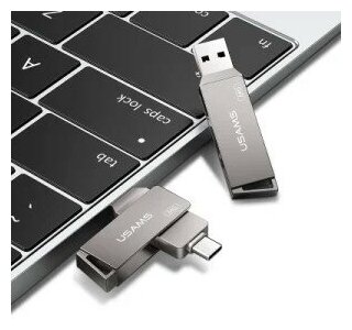 USB Флеш-накопитель Type-C + USB 3.0 128GB USAMS до 100 мбит/с, OTG флешка для телефона, планшета, компьютера, ноутбука, iPhone 15, 128 Гб