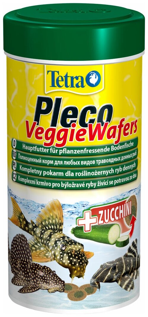 TETRA PLECO SPIRULINA WAFERS корм чипсы для растительноядных донных рыб со спирулиной (100 мл)